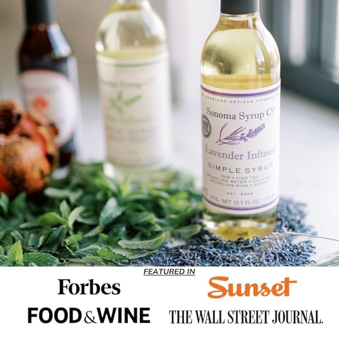 Sonoma Syrup Co. Lavender Infused Simple Syrup 12.7 fl oz | for Coffee, Cocktails, and Cooking | Hand Crafted in the USA