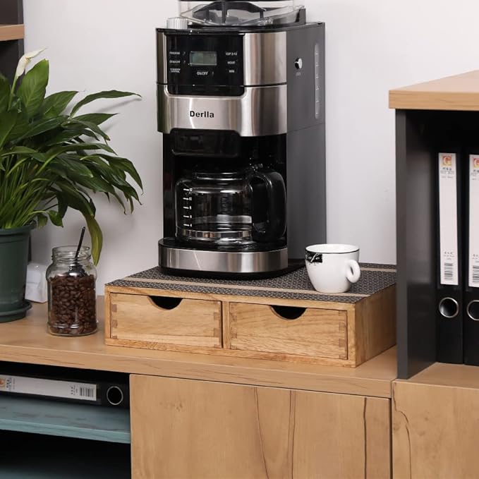 Storage Drawer Holder for Capsules Coffee Pod K-cup Organizer /2 Drawers for Counter Organization for Kitchen Utensil Storage Home Decor Office Supplies- Coffee Brewer Accessories Wood 1D2C-LT