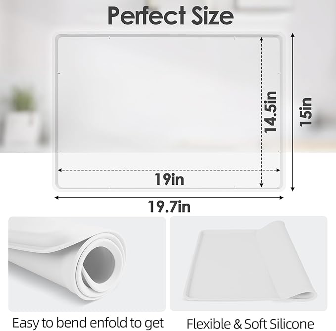 Silicone Coffee Maker Mat with Lip, 19.7'' x 15'' Heavy Duty Coffee Maker Mat for Countertops, Coffee Tray Fit Under Coffee Machine Appliance Automatic Machines Espresso Accessory, Translucent