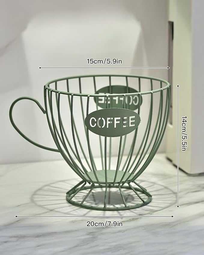 Coffee Pod Holder Large Capacity Coffee Pod Storage Metal Kitchen Countertop Organizer for Home Office Green