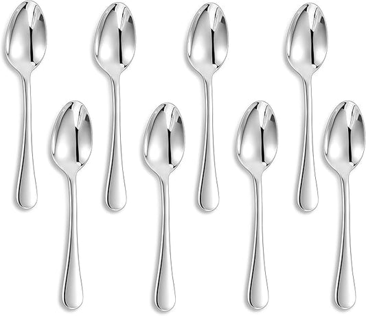 KEAWELL Premium Verona 8-Piece Spoon Set 6.5-Inch – 18/10 Stainless Steel, Heavy-Duty Mirror-Finished Flatware for Daily Meals, Hosting, and Special Occasions (8, Teaspoons)