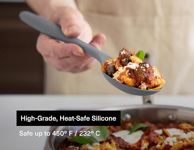 Misen Silicone Mixing Spoon - Professional-Grade, Dishwasher Safe - No Scratch Nonstick-Safe Kitchen Tool for Stirring, Scraping, and Serving - Stong, Durable, Heat Resistant - Gray