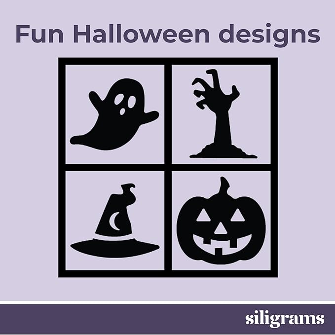 SILIGRAMS - Halloween Ice Cube Mold Tray - Bartender 2" Cocktail Ice Tray Molds for Whiskey - Custom Personalized Ice Cube Mold - Monogram Designer Ice Tray - Reusable Silicone Ice Trays