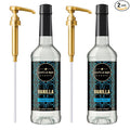 Two 25.4 oz bottles of Cafe Le Rou sugar-free vanilla syrup with two gold pump dispensers
