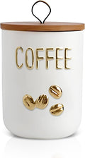 jessie 27oz Ceramics Coffee Canisters with Airtight Seal Bamboo Lid Silicone,Coffee Bean Storage for Kitchen Countertop,Food Storage Jars for Coffee Bean Ground Coffee Sugar and Tea(White)