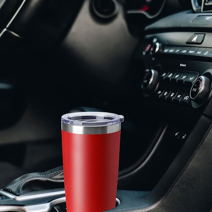 HASLE OUTFITTERS 20oz Tumblers Stainless Steel Mugs with Lid Double Wall Vacuum Insulated Coffee Cups for Cold & Hot Drinks (20oz-Red, 12 Pack)