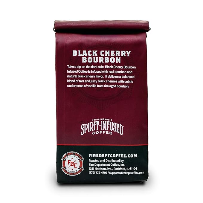 Fire Department Coffee - Black Cherry Bourbon Coffee - Gives Back to Firefighters - Premium Bourbon Infused Whole Bean - Non-Alcoholic - Roasted in the USA - Veteran Owned (12 oz, Pack of 2)