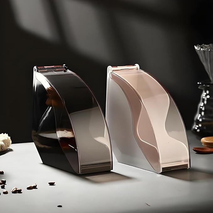 Coffees Filters Holder, Coffee Filter Storage Container with Dustproof Cover Filter Paper Storage Box Perfect for V60 Coffee Filters for Coffee Shop, Home, Office. (White)
