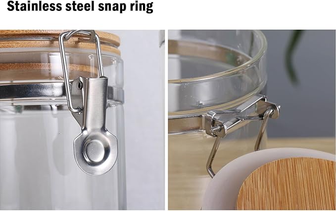 Glass Coffee Bean Storage Container with Airtight Clip Seal Lid Coffee Storage Jar for Beans, Ground Coffee, Nuts, Cookies（48 oz/1400ml）