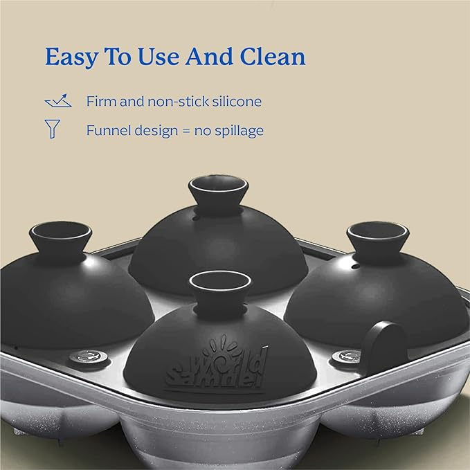 Samuelworld Large Silicone Premium Ice Trays, 2-Pack Combo, 2 Inches Big Cubes & 2.5 Inches Sphere Ice Molds - BPA Free, Craft Ice Maker for Gifting, Whiskey, Cocktails, Easy Release - Gray