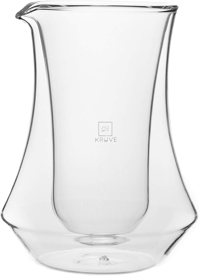 KRUVE PIQUE Coffee Carafe - Elegant Double-Wall Glass Design, 10oz (300ml) Capacity for Perfectly Brewed Coffee, Ideal for Entertaining Guests and Coffee Lovers, Keeps Your Brew Hot and Hands Cool