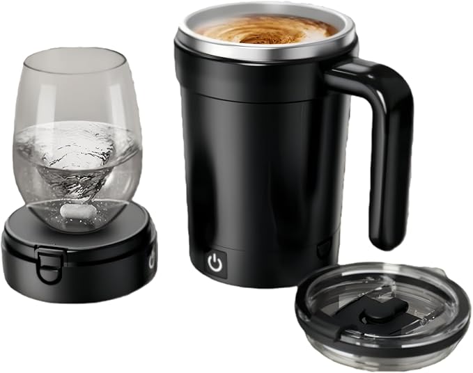 Self Stirring Coffee Mug Equipped with Temperature Display,2026 Upgrade Self Stirring,Heated Coffee Mug Rechargeable,Suitable various scenarios such daily adjustment,office,mug with lid (Black)