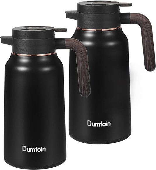 Carafes for Hot Liquids 70 oz - 12 Hour Stainless Steel Thermal Coffee Carafe-Insulated Coffee Carafes For Keeping Hot/Cold Coffee, Tea, Water, Drink Dispenser for Parties(2 Black)