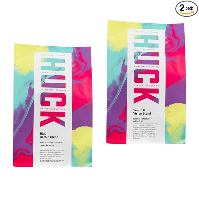 Bean Box Denver Coffee Sampler, 2-Pack - Roasted by Huckleberry Roasters, Gourmet Arabica Coffee, Variety Pack - Freshly Ground