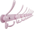 Dseap Coat Rack Wall Mount - 38” Long 10-Tri-Hooks Heavy Duty Coat Hanger Rail Wall Hooks for Hanging Coats Hats Clothing Clothes Purse Mudroom Entryway, Pink