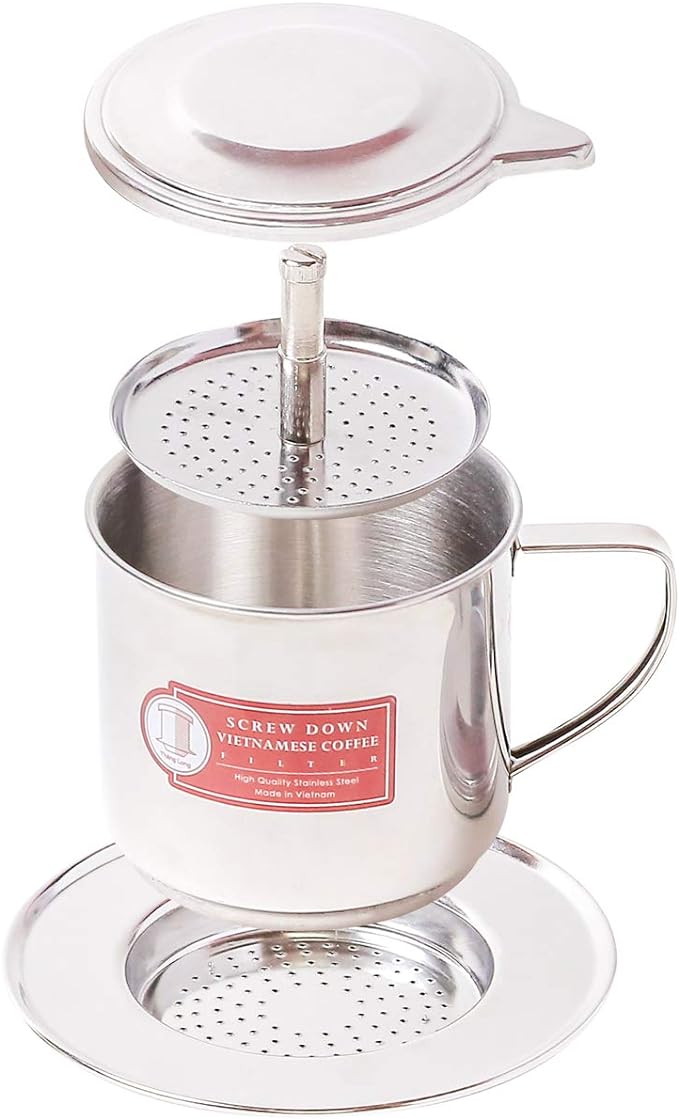 Vietnamese Coffee Filter Maker Press. Screw Down Phin Made in Vietnam. Authentic (1, Medium (8 oz))