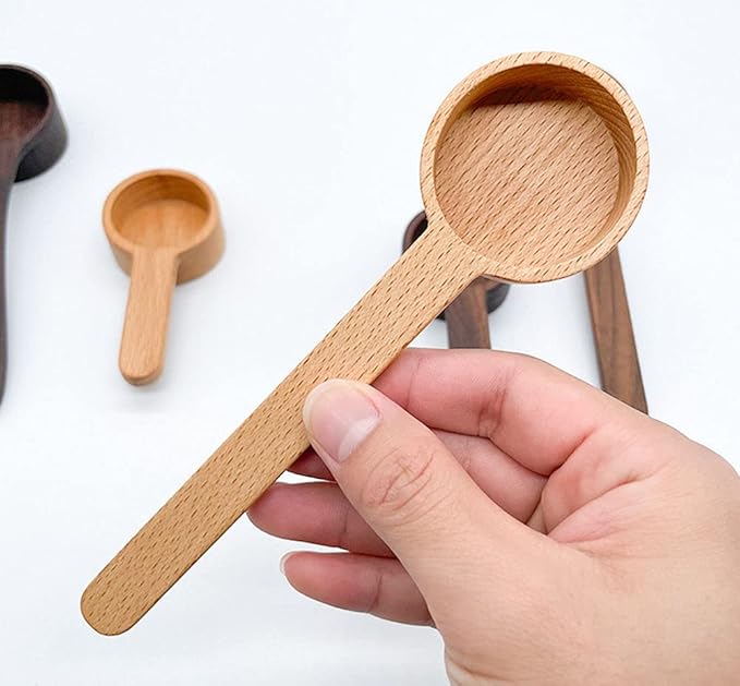 Coffee Scoop, Coffee Spoons,CISHNOU Korean Style Beech Wooden Coffee Ground Spoon, Measuring for Ground Beans or tea, Soup Cooking Mixing Stirrer Kitchen Tools Utensils, 1 Wooden Tea Scoop