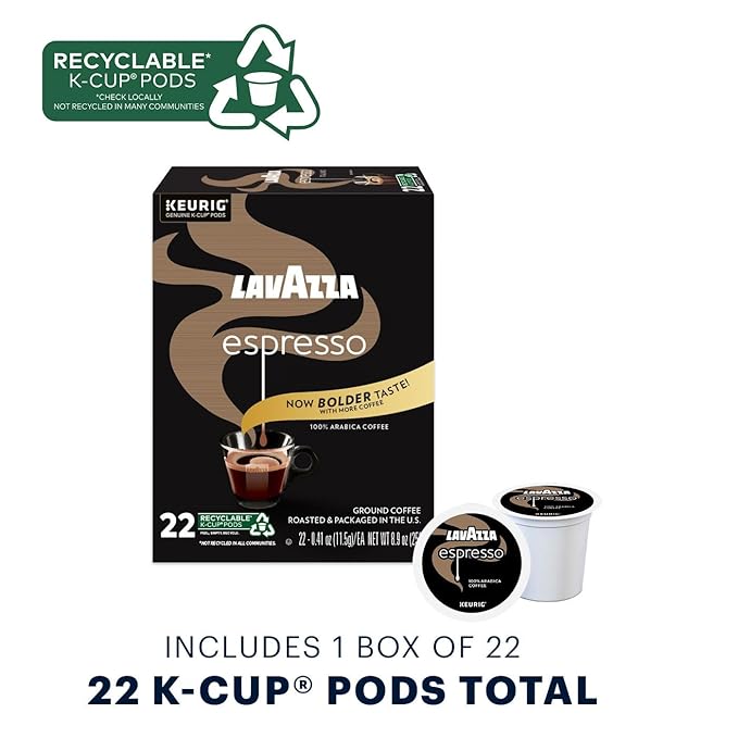 Lavazza Espresso Italiano Single-Serve Coffee K-Cup® Pods for Keurig® Brewer, Medium Roast, 22 Count Box