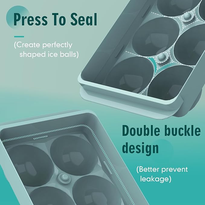 WIBIMEN Large Ice Cube Molds, Big Round Whiskey Ice Cube Trays for Freezer, Easy to Fill & Release, Whiskey Bourbon Cocktail(2.5In*6 Balls- Blue/2 Pack)