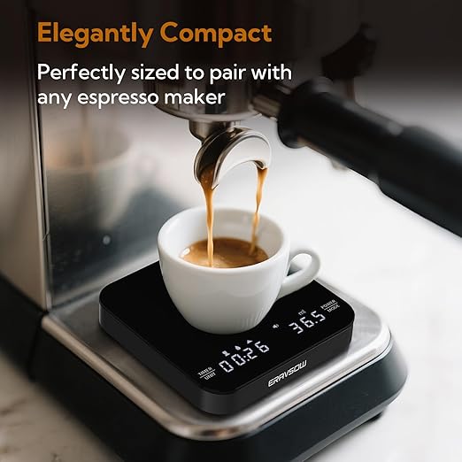 Coffee Scale with Timer, Rechargeable Mini Espresso Scale, 2kg/0.1g Accurate Scale for Espresso and Pour-Over Coffee, Portable Food Scale Digital with Automatic Timing