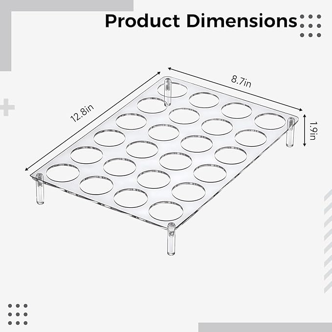 24-Pod Acrylic Coffee Pod Holder for K-Cups, Clear Storage Stand, Desktop Organizer for Kitchen & Living Room
