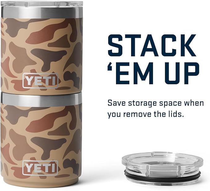 YETI Rambler 10 oz Stackable Lowball 2.0, Vacuum Insulated, Stainless Steel with MagSlider Lid, Wetlands Camo