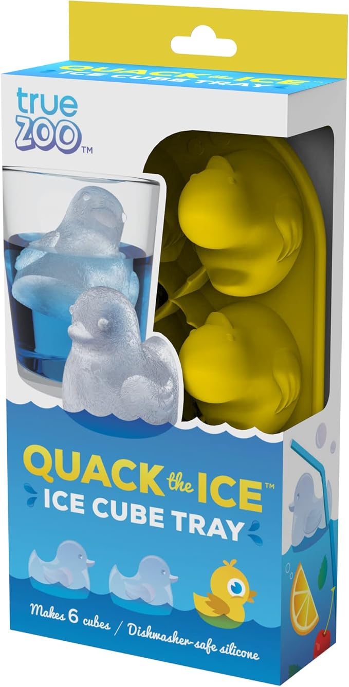 TrueZoo Quack the Ice Duck Ice Cube Tray, Easy Release Silicone Mold for Whiskey, Cocktails, Iced Tea, Jello Shots, Chocolates, Frozen Treats, Novelty Kitchen & Home Bar Gifts, Set of 1, Yellow