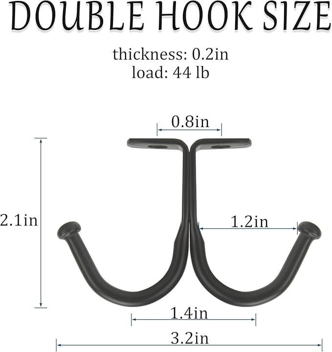 Mug Hook Under Kitchen Cabinet/Shelf 20Pcs Double Prong Ceiling Hanger Hang 40 Coffee Cups Black Display Mug Utensils Holder Rack for Office Cafe Bar Closet Bathroom Laundry Room