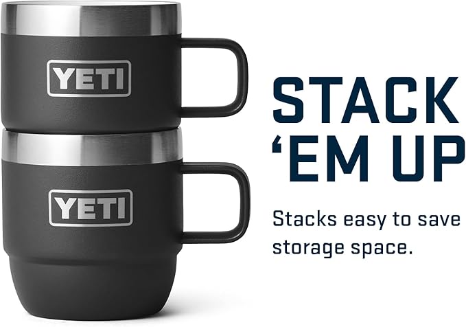 YETI Rambler 6 oz Stackable Mug, Stainless Steel, Vacuum Insulated Espresso/Coffee Mug, 2 Pack
