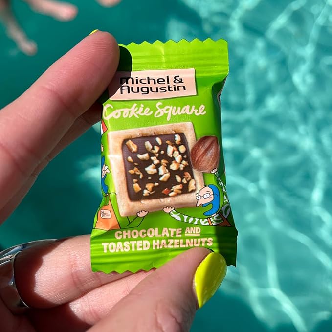 Michel et Augustin Cookies, Individually Wrapped Snacks, Gourmet Milk Chocolate & Hazelnut Shortbread, 15 French Butter Cookies