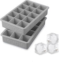 Tovolo Silicone Ice Cube Tray Oyster Gray Pack of 2 BPA Free Ice Tray Mold for Coffee Drinks Cocktails, Dishwasher Safe Easy Release Perfect 1 Inch Cube Ice Tray for Whiskey Bourbon Spirits