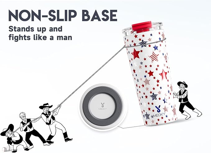 Meoky 24 oz Travel Coffee Mug with Leak-proof Lid, Stainless Steel Insulated Coffee Tumbler, Keeps Hot for 8 Hours or Cold for 24 Hours, Fits in Car Cup Holder (Star)