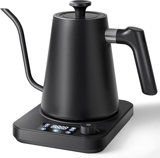 Gooseneck Electric Kettle, ±1°F Precision Control, Smart Altitude Adjustment, 24H Keep Warm, 30-Min Auto Memory, Food Grade Stainless Steel, Pour Over Kettle for Coffee and Tea, 1200W/1.0L