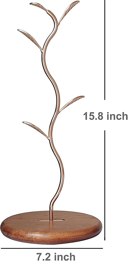 Leaf Shaped Coffee Tea Cup Mug Holder Stand for Countertop, Perfect Coffee Bar Accessory & Kitchen Home Organizer Gold