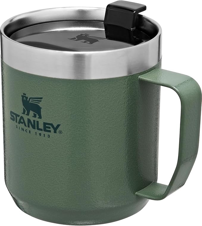 Stanley Stay-Hot Camp Mug 12 oz & 24 oz | Press Fit Drink Through Lid | Cup for Coffee, Tea and Drinks | Insulated Stainless Steel Coffee Mug | BPA-Free