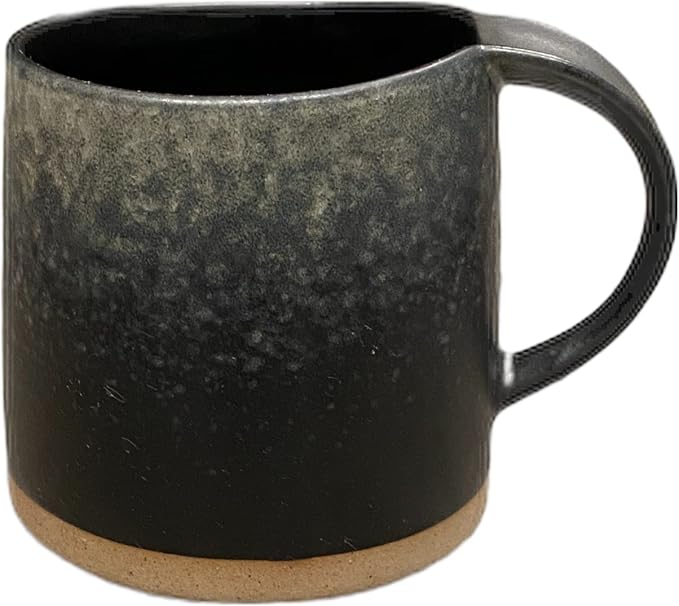Well Covered & Green Original Night Glazed Ceramic Coffee Mug Set - 2 Vintage Japanese Style Cappucino Coffee Mugs - Stoneware Mug & Matcha Cup Gift Set - 2 x Black, 12oz