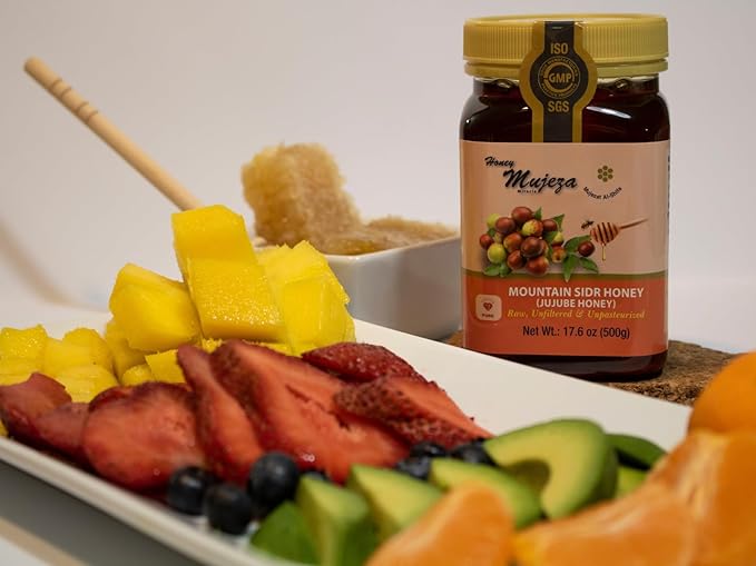 Authentic Mountain Sidr Honey - Jujube, Equal to Manuka Effectiveness Unheated Unfiltered Unprocessed 100% Natural Gluten Free Raw Liquid Honey (6 Jars 500g/17.6oz)