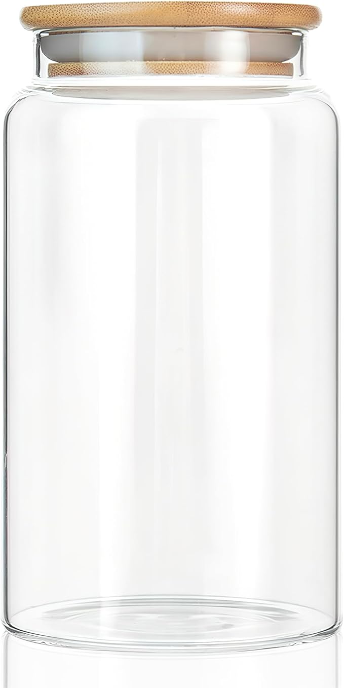42 oz/1200 ml Glass Storage Canister with Airtight Lid, Clear Decorative Container Jar for Coffee, Spice, Candy, Salt, Cookie, Condiment, Pepper, Sugar, Overnight Oats - Large