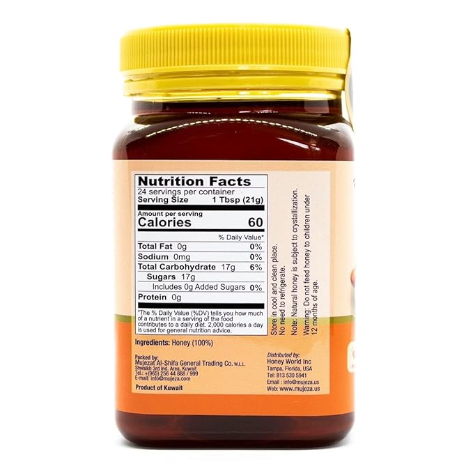 Authentic Mountain Sidr Honey - Jujube, Equal to Manuka Effectiveness Unheated Unfiltered Unprocessed 100% Natural Gluten Free Raw Liquid Honey (6 Jars 500g/17.6oz)