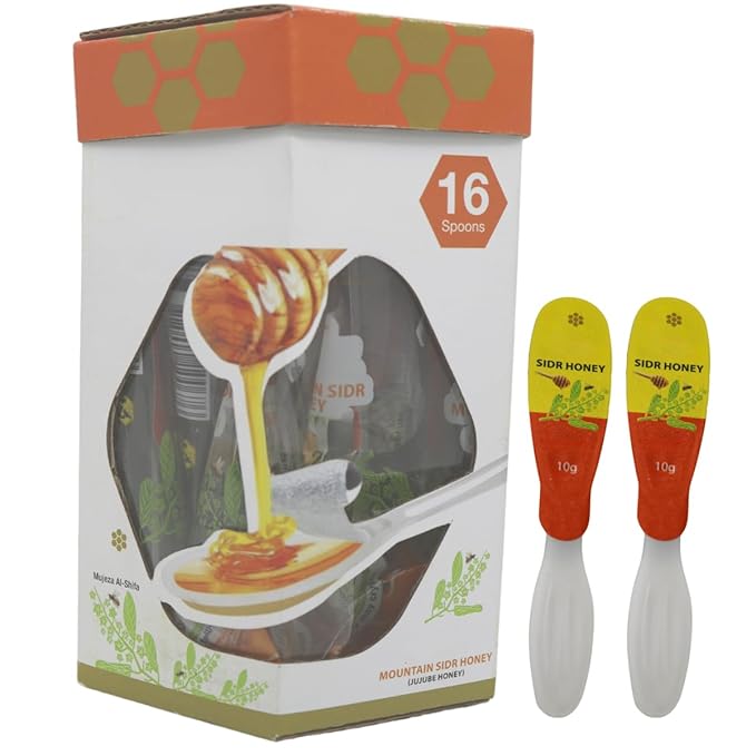 Mountain Sidr Liquid Honey Spoons 160g (Pack of 16 x 10g), 100% Natural Unheated, Unfiltered, Unpasteurized Raw Honey Spoons for Coffee, Tea and Snacks