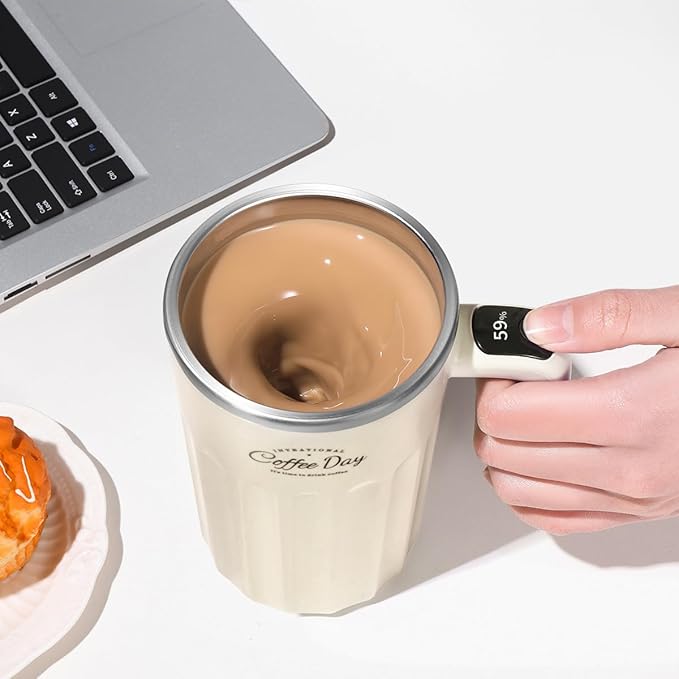 Drink Stirrer,Self Stirring Mug,Self Stirring Coffee Mug,Suitable for Coffee, Milk, Cocoa and Other Beverages (Cream)