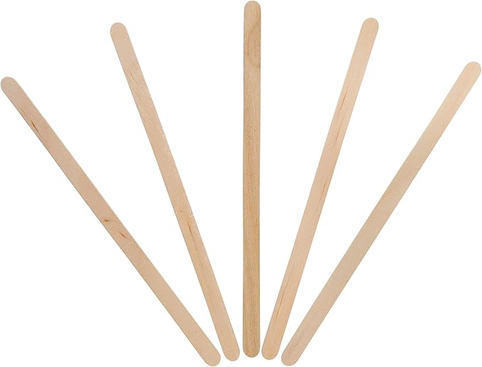 10,000 Count | KingSeal Natural Birch Wood Coffee Beverage Stirrers, Stir Sticks, 5.5 Inches, Round End, Bulk Pack - 10 Boxes x 1000 Stirrers
