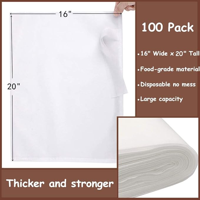 Commercial Cold Brew Coffee Filters - 100 Count Cold Brew System Filter Bags Disposable Fine Mesh Brewing Bags Commercial Coffee Filters 16''x20'' Fits 5 Gallon Buckets Coffee Shop Restaurants