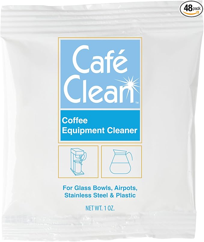Stera Sheen Coffee Equipment Cleaner, All-Purpose Brewing Equipment, Espresso, Coffee Maker Cleaner, Café Clean Removes Oil, Stain Buildup, from Glass, Plastic & Stainless Steel - 1 Oz. (48 Count)
