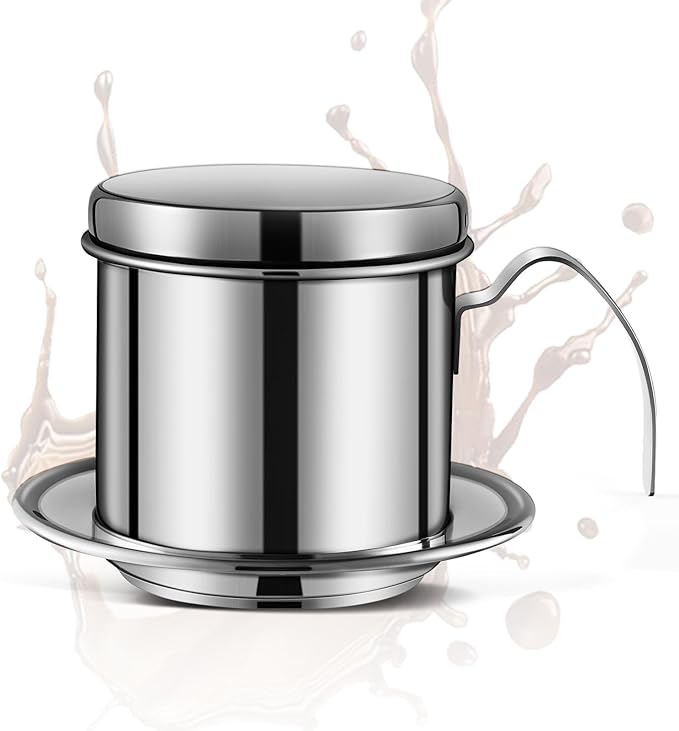Authentic Vietnamese Coffee Dripper | Heavy-Duty 8oz Phin Filter Vietnamese Coffee Maker | Premium Stainless Steel Phin Coffee Filter for Rich Slow-Drip Brew