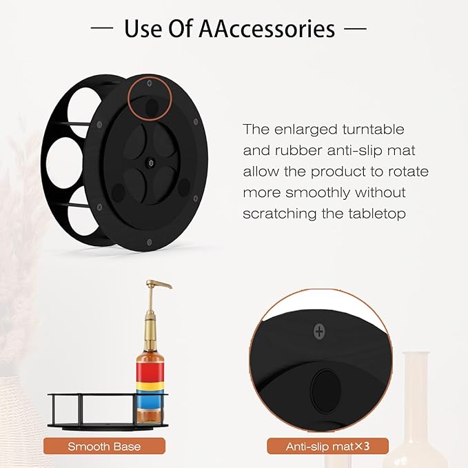 OYEFLY Large Rotating Coffee Syrup Organizer (Black)