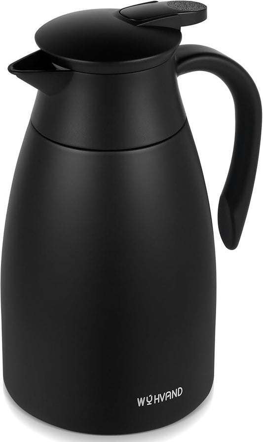 51 Oz Thermal Coffee Carafe, Stainless Steel Insulated Vacuum coffee crafts to keep coffee hot, 1.5 Liter Tea Water Coffee and Beverage Dispenser (Black)