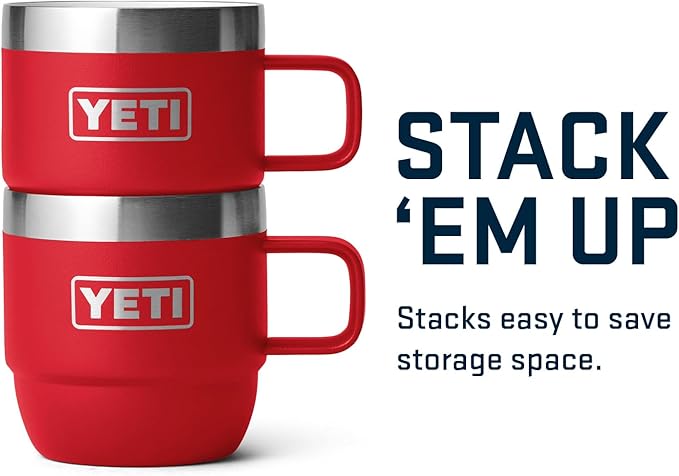 YETI Rambler 6 oz Stackable Mug, Stainless Steel, Vacuum Insulated Espresso/Coffee Mug, 2 Pack