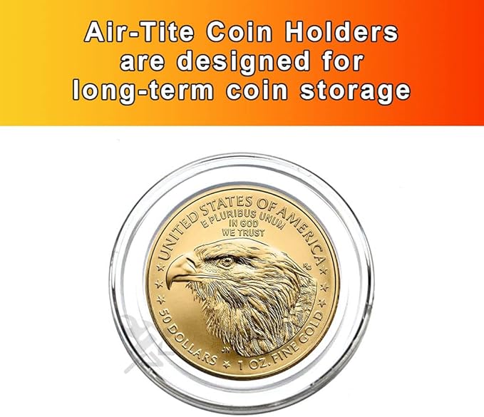 Gold American Eagle coin in a clear Air-Tite Coin Holder for long-term coin storage