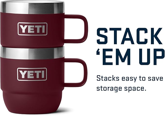 YETI Rambler 6 oz Stackable Mug, Stainless Steel, Vacuum Insulated Espresso/Coffee Mug, 2 Pack